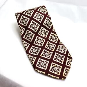 Vintage Christian Dior Brown Geometric Silk Tie 4” Wide